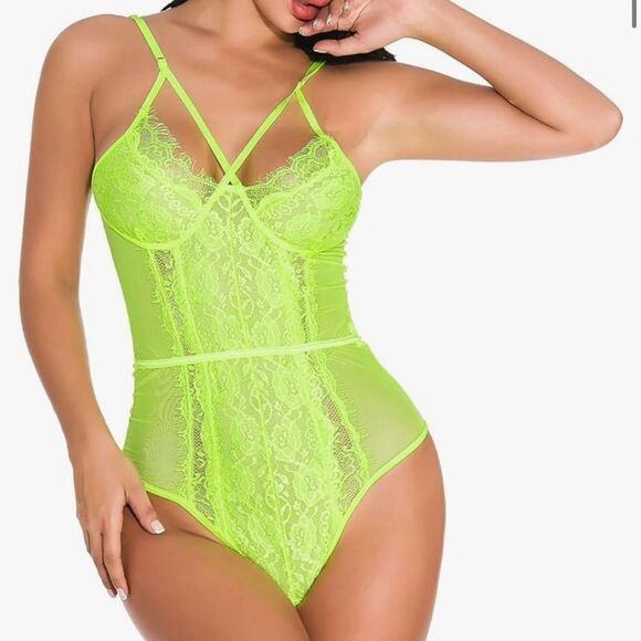 Just Sexy Lingerie Neon Green NWT Lace Lingerie Size M - Picture 1 of 12
